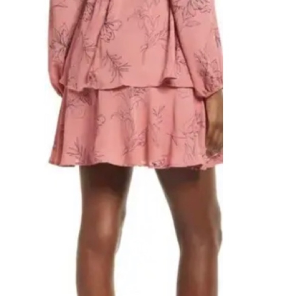 OPEN EDIT pink floral Cutout Long Sleeve Minidress size XS NWT - Picture 3 of 9